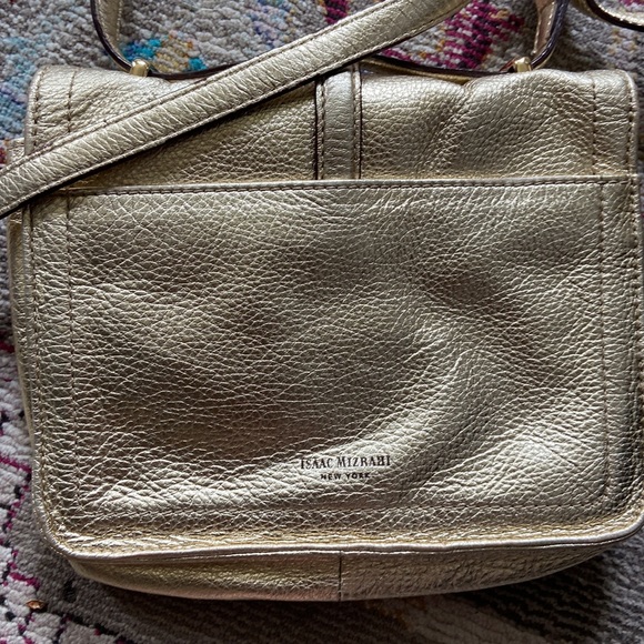 Isaac Mizrahi Gold Pebble Leather Crossbody - Picture 3 of 3